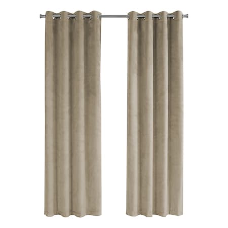 Curtain Panel, 2pcs Set, 54W X 95L, Grommet, Living Room, Bedroom, Kitchen, Velvet, Beige